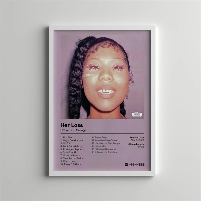 Drake Pop Rap Music Album Cover Poster Aesthetic Rapper Hip Hop Rock Nothing Was The Same Her Loss Canvas Painting Wall Decor ZenGlow