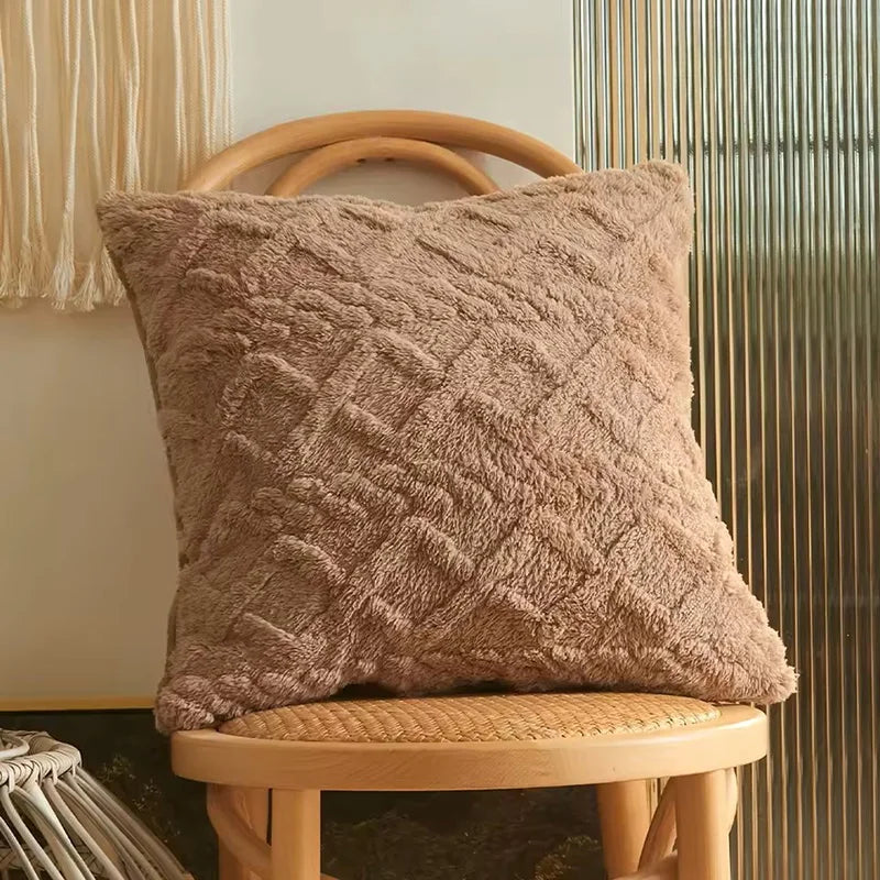 Geometric Plush Cushion Cover ZenGlow