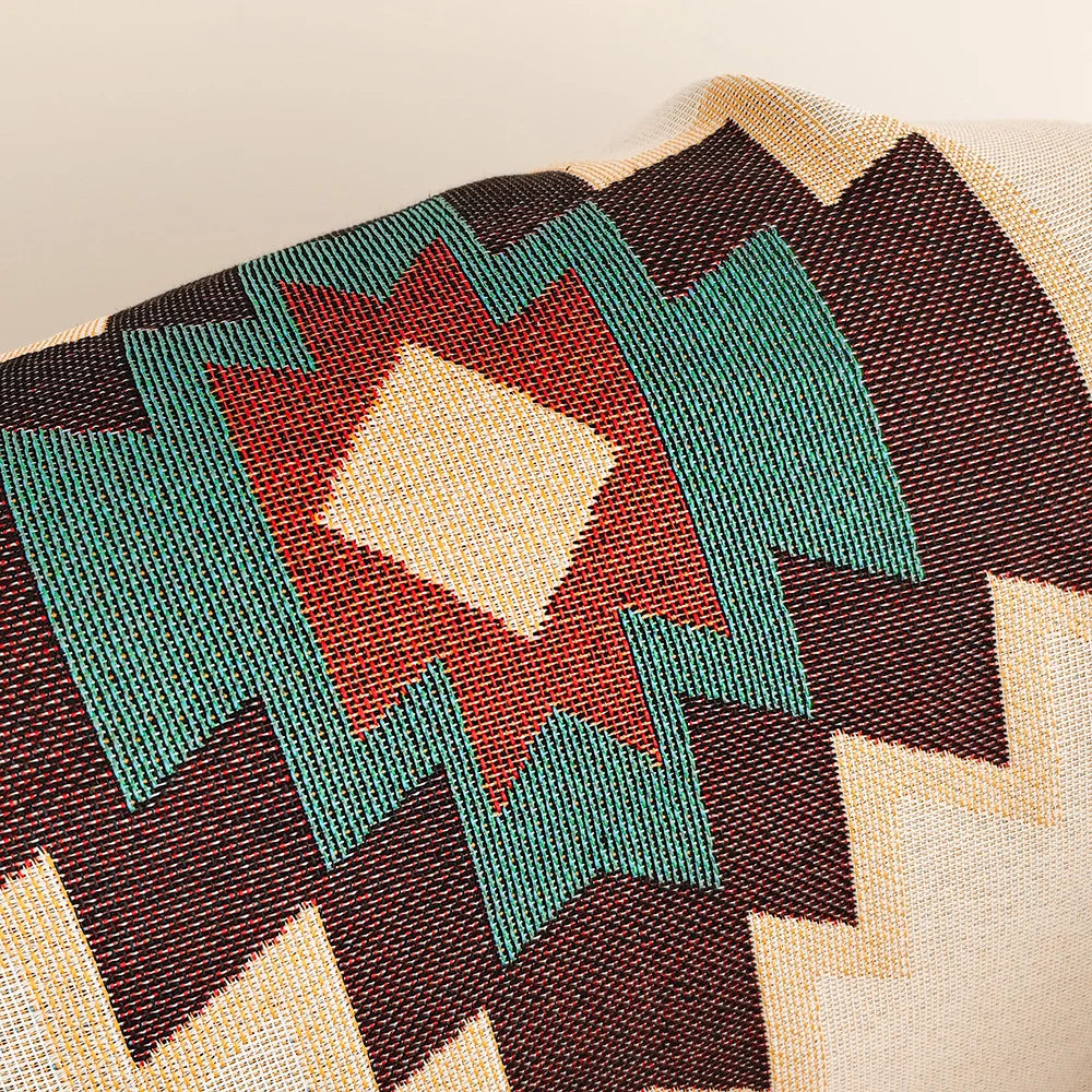 Aztec Blanket, Oversized Boho Throw Blanket with Fringe, Southwestern Geometric Tapestry Vintage Woven Throw Blankets, Double-Si ZenGlow