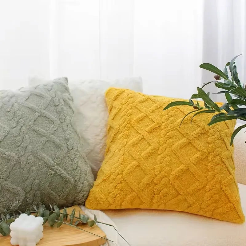 Geometric Plush Cushion Cover ZenGlow