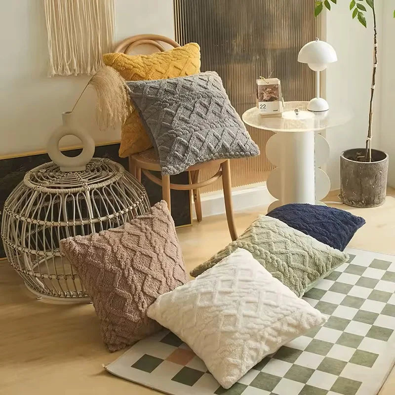 Geometric Plush Cushion Cover ZenGlow