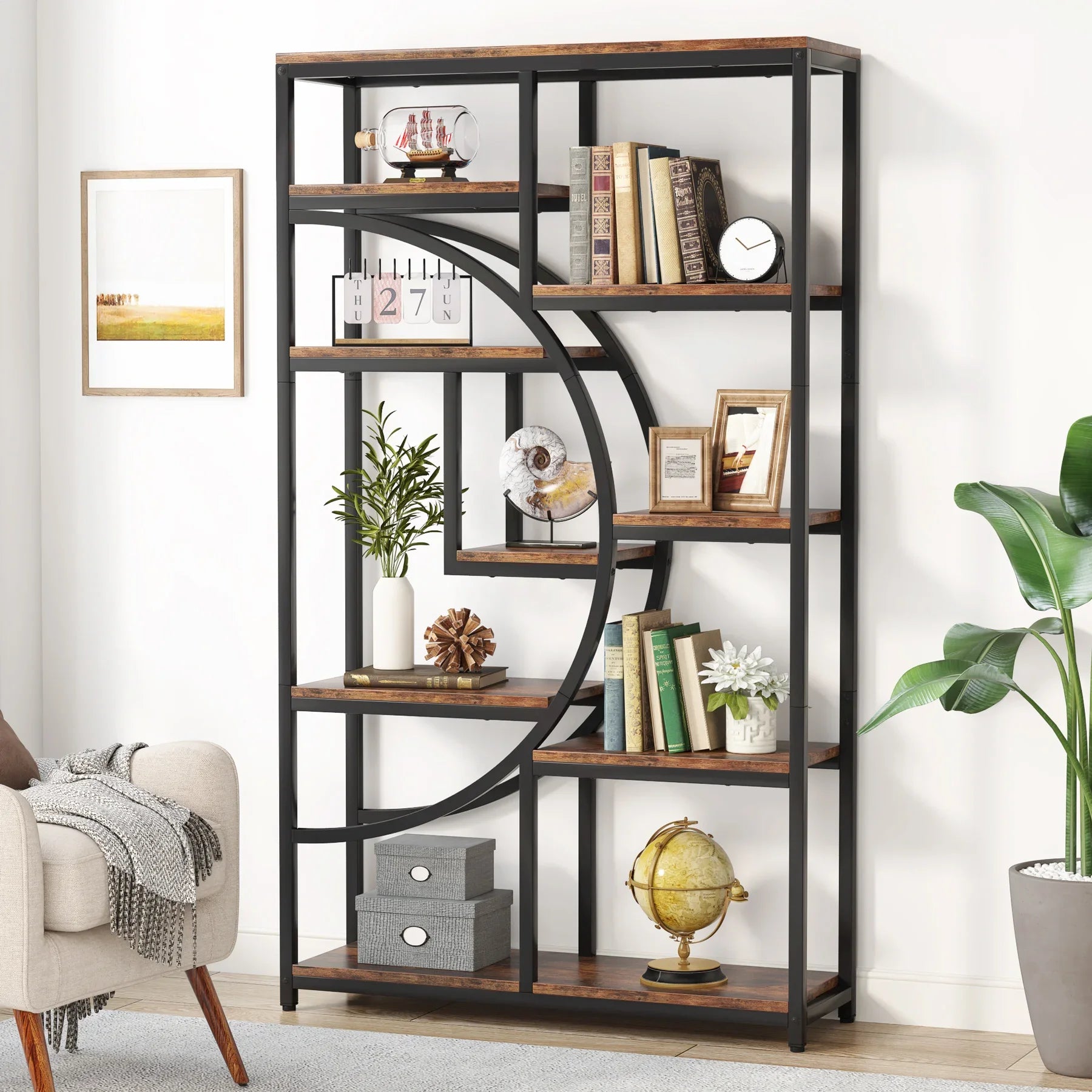 Industrial 5-Tier Bookshelf ZenGlow