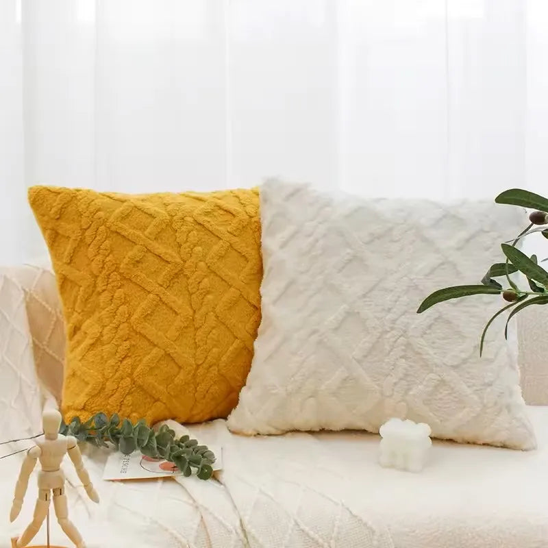 Geometric Plush Cushion Cover ZenGlow