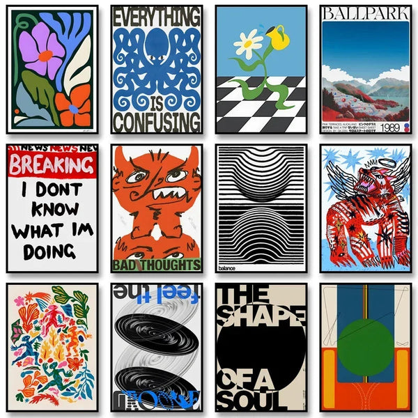 Retro Abstract Nourishing Soul Classic Wall Art,  Canvas Print Poster, Suitable for Home, Living Room, Room Decoration Painting ZenGlow