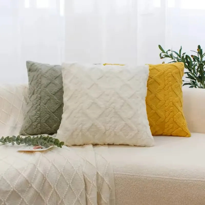 Geometric Plush Cushion Cover ZenGlow
