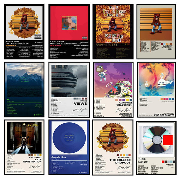 Rap Singer Kanye West Art Poster, Pop Music Album Cover High-definition Printed Canvas Painting, Home Wall Decoration, Frameless ZenGlow